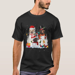Black Lab Snowman Christmas Lights Santa Dog Xmas  T-Shirt
