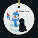 Black Lab Snowman Christmas Ornament<br><div class="desc">Black Lab Snowman Christmas Ornament - Personalized Ornament</div>