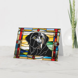 Black Lab Stained Glass Card
