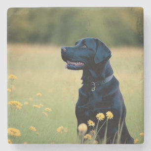 Black Lab Stone Coaster
