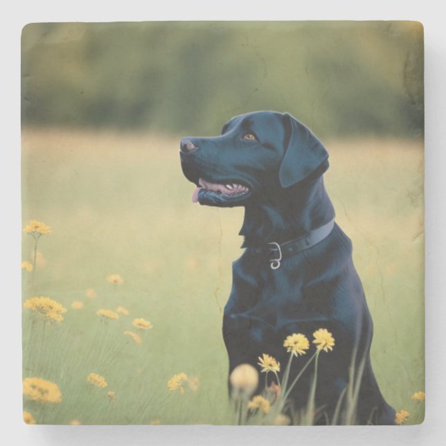 Black Lab Stone Coaster (Front)