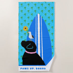 Black Lab Surf Dog Island Beach Towel