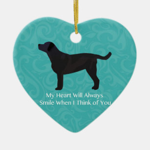 Black Lab Thinking of You Design Ceramic Ornament