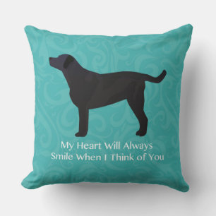 Black Lab Thinking of You Design Throw Pillow