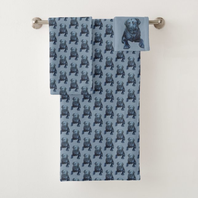 Black Lab Towel Set Labrador Retriever Bath Decor (Insitu)