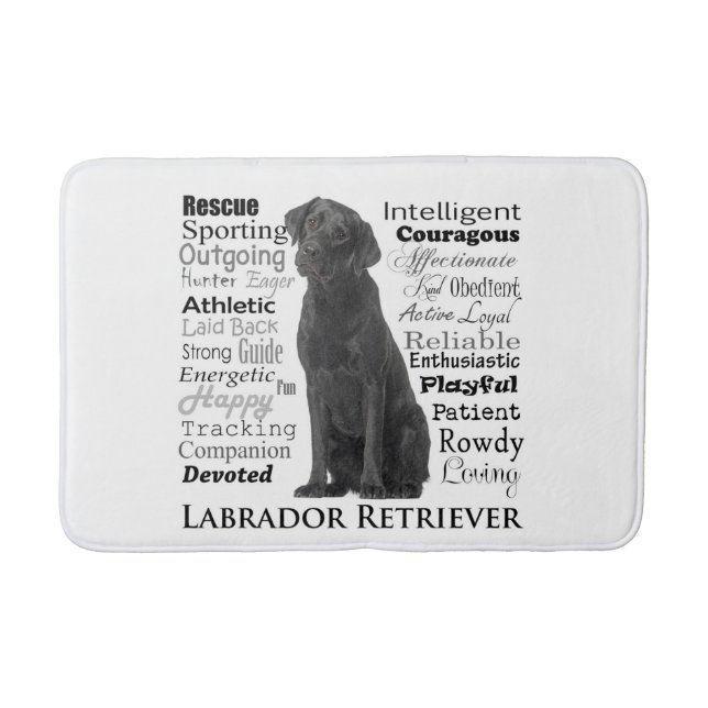 Black Lab Traits Bath Mat (Front)