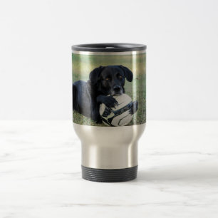 Black lab Travel mug in stainless steel.