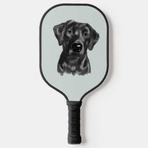 black lab watercolor drawing Pickleball Paddle