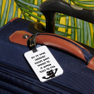black lab waving cartoon luggage tag