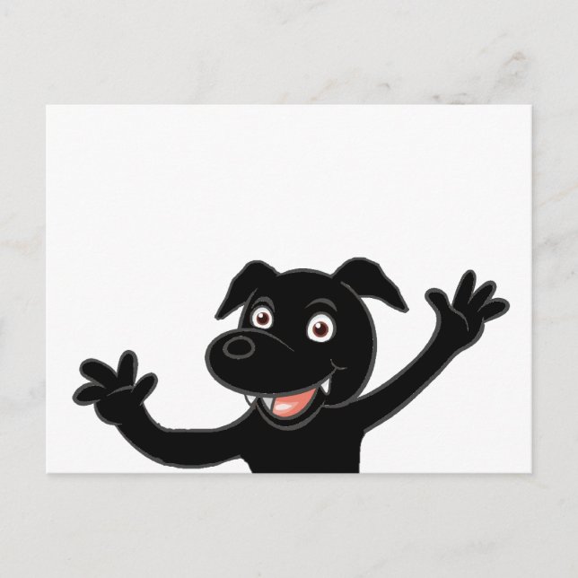 black lab waving cartoon postcard (Front)