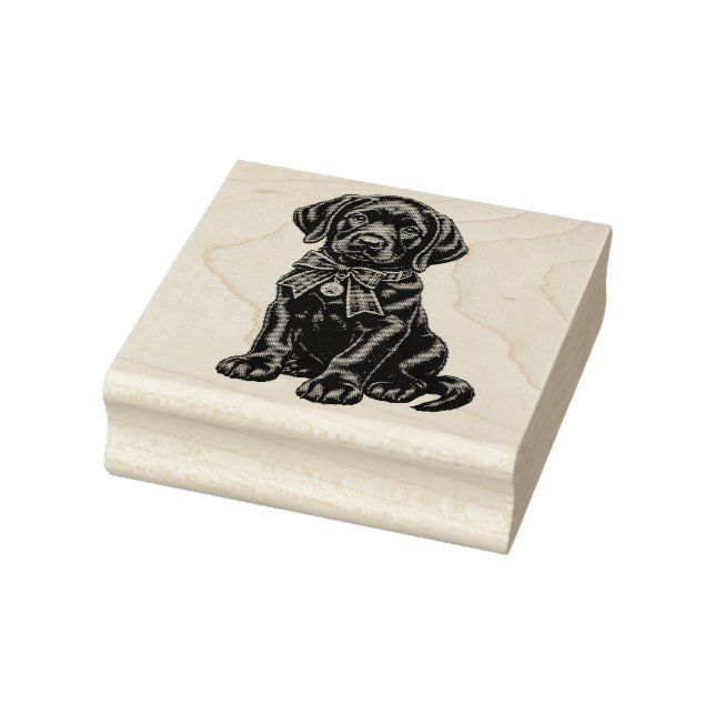 Black Lab Wearing a Bow Cute Rubber Stamp (Stamp)