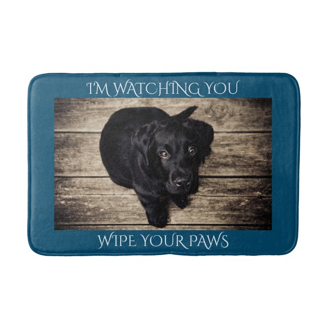 Black Lab Wipe Your Paws Bath Mat (Front)