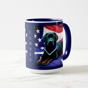 Black Lab with American Flag Patriotic Mug