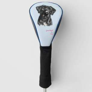 Black Lab with white Dog Golf Head Cover