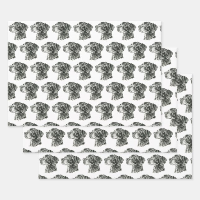 Black Lab Wrapping Paper Sheet (Set)