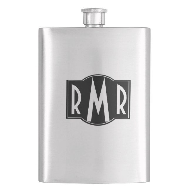 Black Label Monogrammed Hip Flask (Front)