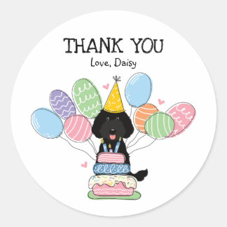 Black Labradoodle Birthday Favour Tags Sticker