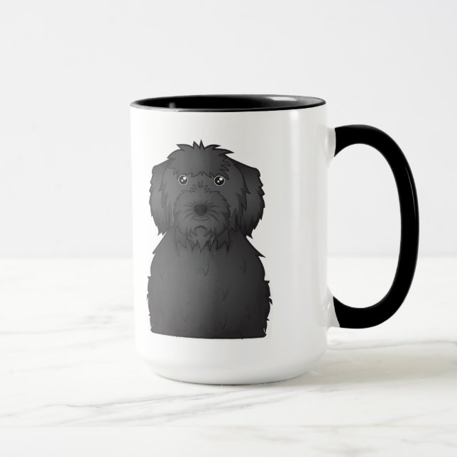 Black Labradoodle Cartoon Mug (Right)