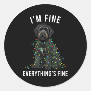 Black Labradoodle Christmas I'm Fine Everything Is Classic Round Sticker