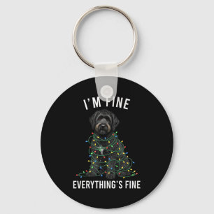 Black Labradoodle Christmas I'm Fine Everything Is Keychain