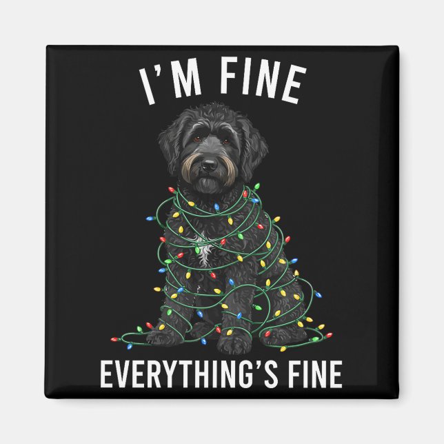 Black Labradoodle Christmas I'm Fine Everything Is Magnet (Front)