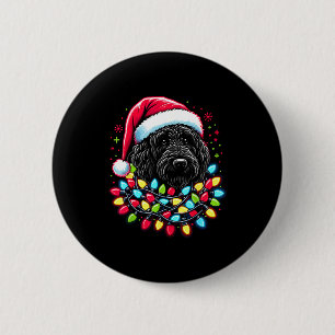 Black Labradoodle Christmas Tree Xmas Lights Doodl 2 Inch Round Button
