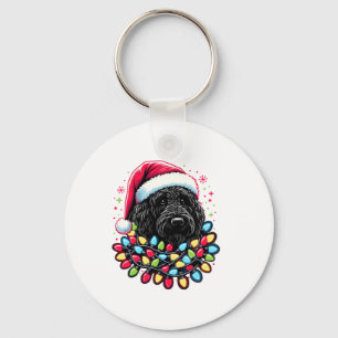 Black Labradoodle Christmas Tree Xmas Lights Doodl Keychain