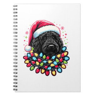 Black Labradoodle Christmas Tree Xmas Lights Doodl Notebook