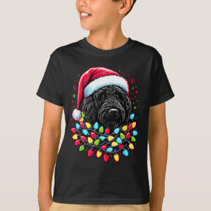Black Labradoodle Christmas Tree Xmas Lights Doodl T-Shirt