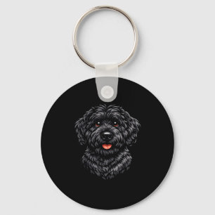 Black labradoodle dog cute doodle puppy art for keychain