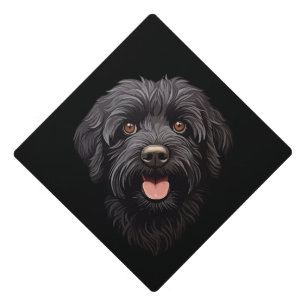 Black Labradoodle Dog Graduation Cap Topper