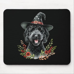 Black Labradoodle Dog Halloween Watercolor Artwork Mouse Pad