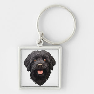 Black Labradoodle Dog Keychain
