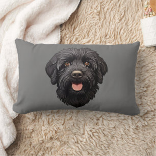 Black Labradoodle Dog Lumbar Pillow