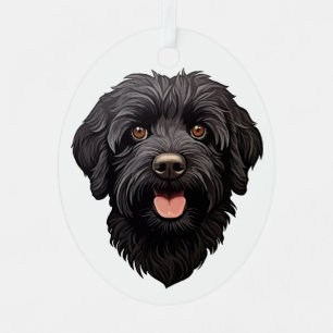 Black Labradoodle Dog Metal Ornament