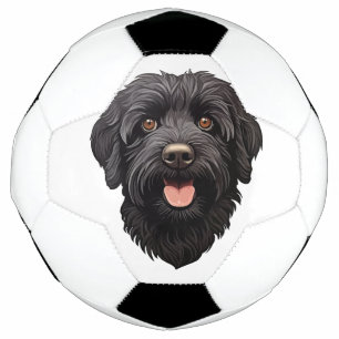 Black Labradoodle Dog Soccer Ball