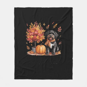Black Labradoodle It’s Fall Y’all Pumpkin Autumn Fleece Blanket