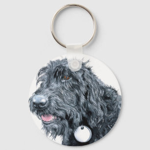 Black Labradoodle Keychain
