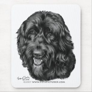 Black Labradoodle Mouse Pad