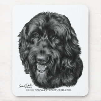 Black Labradoodle Mouse Pad
