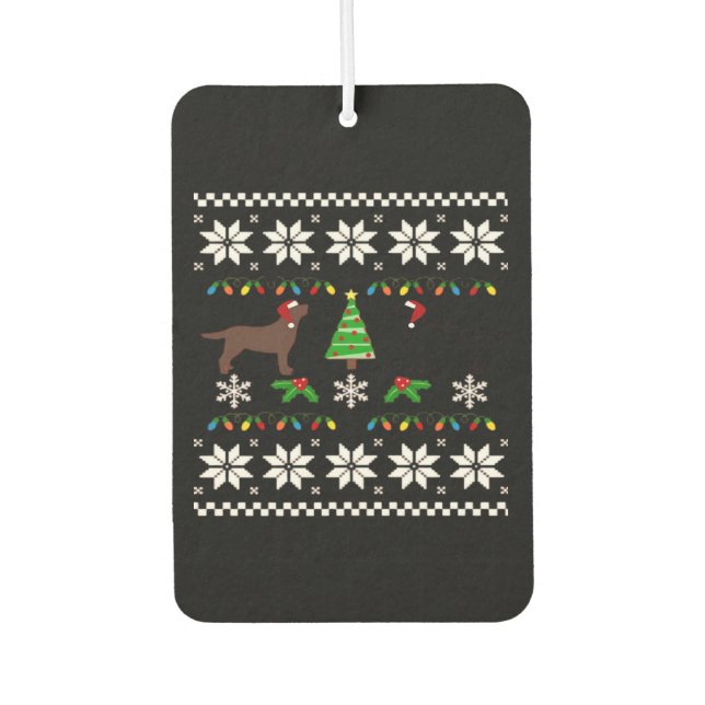 Black Labrador and Chocolate Labrador Happy Christ Air Freshener (Front)