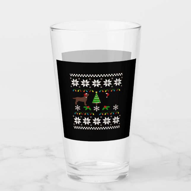 Black Labrador and Chocolate Labrador Happy Christ Glass (Front)