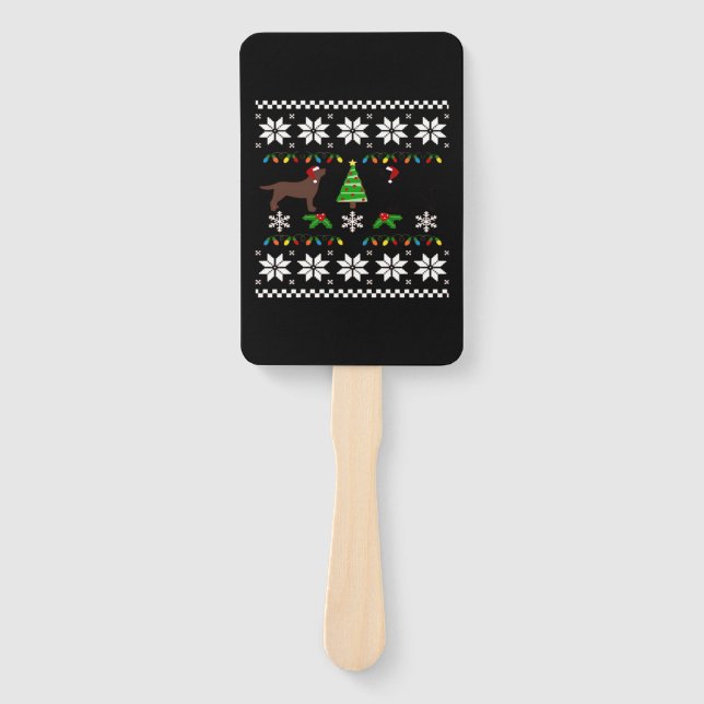 Black Labrador and Chocolate Labrador Happy Christ Hand Fan (Front)