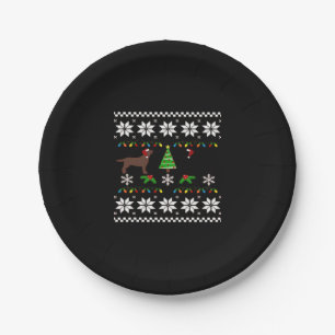 Black Labrador and Chocolate Labrador Happy Christ Paper Plate