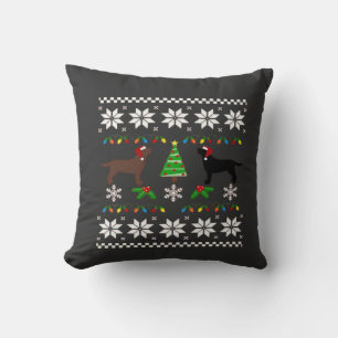Black Labrador and Chocolate Labrador Happy Christ Throw Pillow