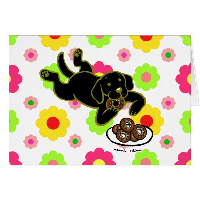 Black Labrador and Doughnuts Floral (Front Horizontal)