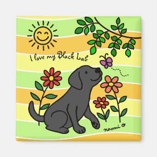Black Labrador and Green Citrus Colours Magnet