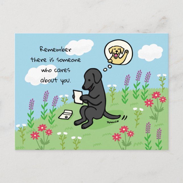 Black Labrador and Letter Someone Cares Postcard (Front)