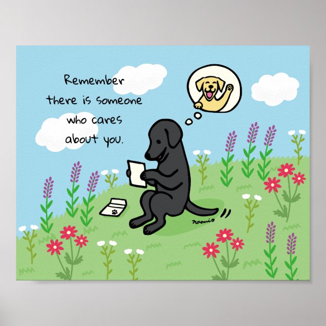 Black Labrador and Letter Someone Cares Poster (Front)
