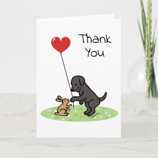 Black Labrador and Little Friend Thank you Card (Front)